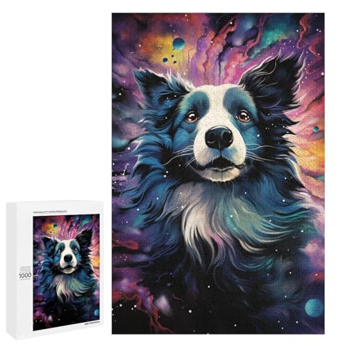 Puzzle 1000 Teile farbenfrohes psychedelisches Border Collie Puzzle für Erwachsene aus Holz Lernspiel Herausforderungsspielzeug 75 x 50 cm Puzzle 1000 Teile farbenfrohes psychedelisches Border Collie Puzzle für Erwachsene aus Holz Lernspiel Herausforderungsspielzeug 75 x 50 cm von QSYFNBZL