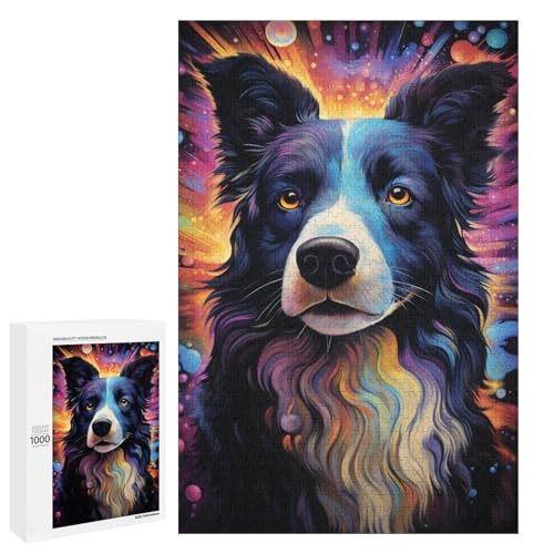 Puzzle 1000 Teile farbenfrohes psychedelisches Border Collie Puzzle für Erwachsene aus Holz Lernspiel Herausforderungsspielzeug 75 x 50 cm Puzzle 1000 Teile farbenfrohes psychedelisches Border Collie Puzzle für Erwachsene aus Holz Lernspiel Herausforderungsspielzeug 75 x 50 cm von QSYFNBZL
