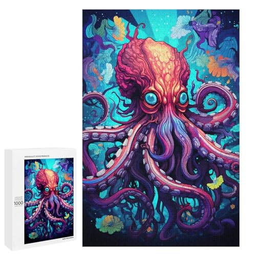 Puzzle 1000 Teile farbenfrohes psychedelisches Kunstgemälde eines Oktopus Puzzle für Erwachsene hölzernes Lernspiel Herausforderungsspielzeug 75 x 50 cm Puzzle 1000 Teile farbenfrohes psychedelisches Kunstgemälde eines Oktopus Puzzle für Erwachsene hölzernes Lernspiel Herausforderungsspielzeug 75 x 50 cm von QSYFNBZL