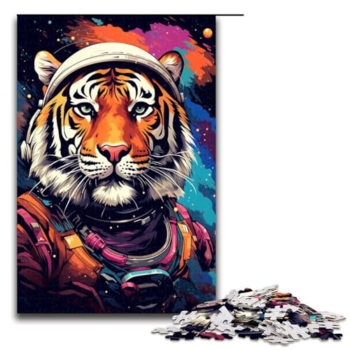 Puzzle 1000 Teile für Erwachsene Astronaut Tiger von SplattersLots Dicke farbige Puzzle Wanddekoration Einzigartige Geburtstags 75 x 50 cm von QSYFNBZL
