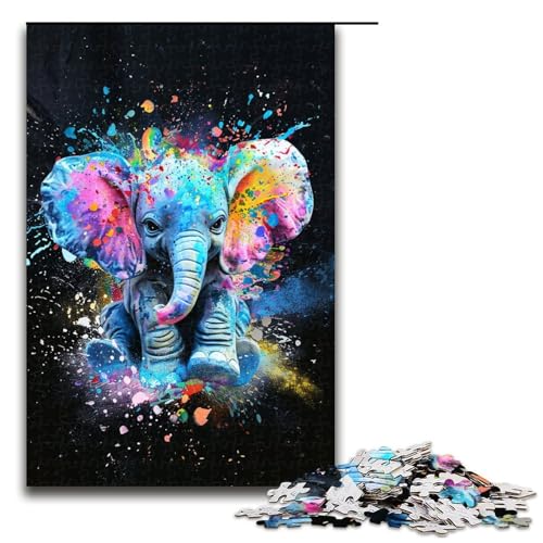 Puzzle 1000 Teile für Erwachsene Bunte Elefantenbabys praktisches Spiel einzigartige Heimdekoration und Geschenke 1000 Teile von QSYFNBZL