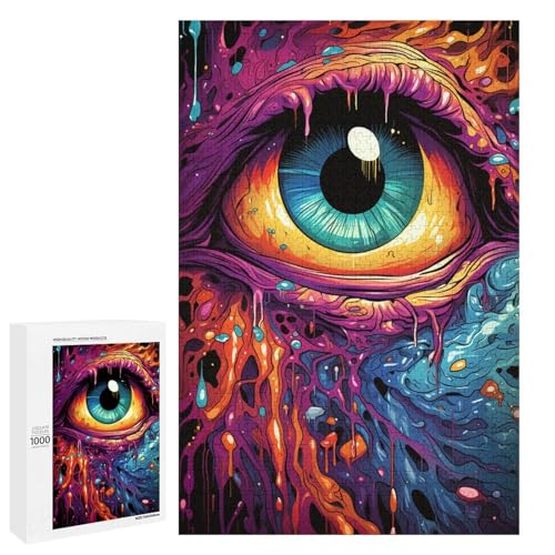 Puzzle 1000 Teile für Erwachsene Bunte psychedelische Augen Wanddekoration einzigartige Geburtstags 75 x 50 cm von QSYFNBZL