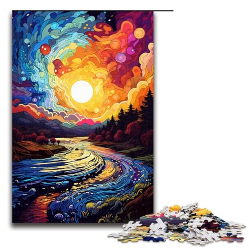 Puzzle 1000 Teile für Erwachsene Bunte psychedelische Landschaft Wanddekoration einzigartige Geburtstags 75 x 50 cm von QSYFNBZL