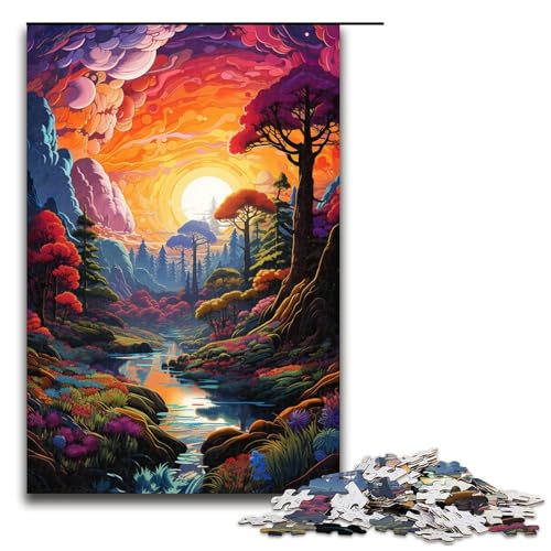 Puzzle 1000 Teile für Erwachsene Bunte psychedelische Landschaft Wanddekoration einzigartige Geburtstags 75 x 50 cm von QSYFNBZL