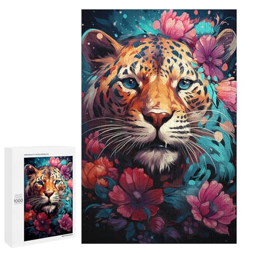 Puzzle 1000 Teile für Erwachsene Bunte psychedelische Leopardenfarbe Wanddekoration einzigartige Geburtstags 75 x 50 cm von QSYFNBZL