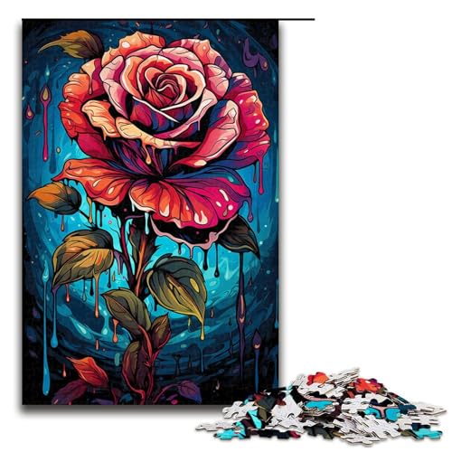 Puzzle 1000 Teile für Erwachsene Bunte psychedelische Rosen Wanddekoration einzigartige Geburtstags 75 x 50 cm von QSYFNBZL