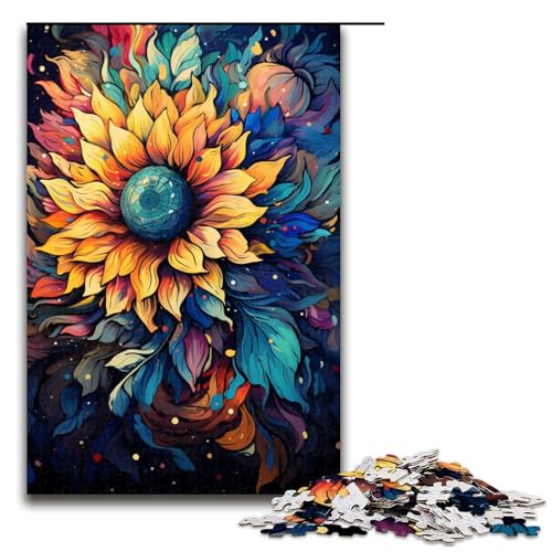 Puzzle 1000 Teile für Erwachsene Bunte psychedelische Sonnenblumen Wanddekoration einzigartige Geburtstags 75 x 50 cm von QSYFNBZL