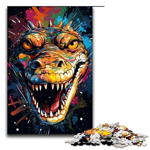 Puzzle 1000 Teile für Erwachsene Es gibt viele Bunte Spritzer rund um das Krokodil Wanddekoration Einzigartige Geburtstags 75 x 50 cm von QSYFNBZL