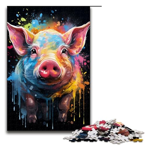 Puzzle 1000 Teile für Erwachsene Malen Farbe Schwein Puzzle Spiel zum Anfassen einzigartige Heimdekoration und Geschenke 75 x 50 cm Puzzle 1000 Teile für Erwachsene Malen Farbe Schwein Puzzle Spiel zum Anfassen einzigartige Heimdekoration und Geschenke 75 x 50 cm von QSYFNBZL