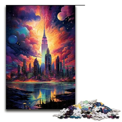 Puzzle 1000 Teile für Erwachsene Psychedelische Skyline von New York Wanddekoration einzigartige Geburtstags 75 x 50 cm Puzzle 1000 Teile für Erwachsene Psychedelische Skyline von New York Wanddekoration einzigartige Geburtstags 75 x 50 cm von QSYFNBZL
