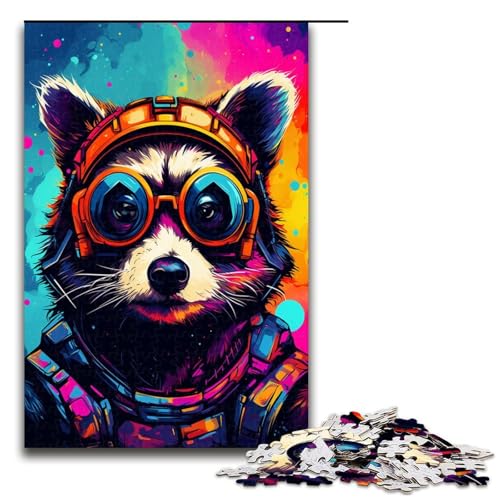 Puzzle 1000 Teile für Erwachsene Roboter Waschbär von SplattersLots Dickes buntes Puzzle Spiel zum Anfassen einzigartige Heimdekoration und Geschenke 75 x 50 cm von QSYFNBZL