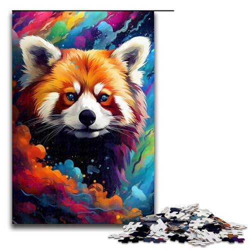 Puzzle 1000 Teile für Erwachsene Roter Panda und Schmetterling von SplattersLots of Coloured Puzzle Spiel zum Anfassen einzigartige Heimdekoration und Geschenke 75 x 50 cm von QSYFNBZL