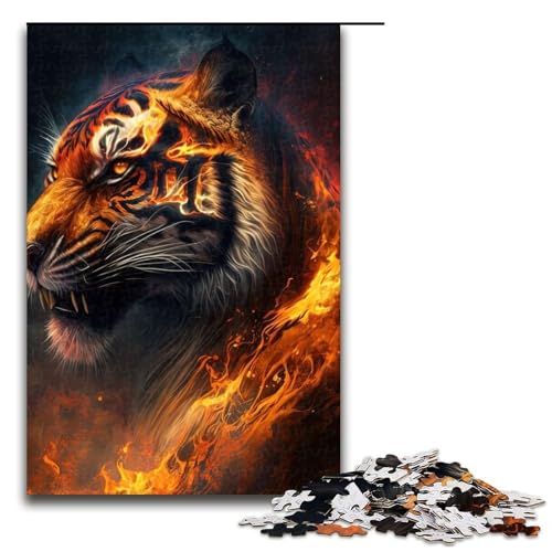 Puzzle 1000 Teile für Erwachsene Tiger Fire Puzzle Hands on Spiel Einzigartige Heimdekoration und Geschenke 75x50cm von QSYFNBZL