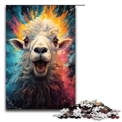 Puzzle 1000 Teile für Erwachsene buntes psychedelisches Schaf Wanddekoration einzigartige Geburtstags 75 x 50 cm von QSYFNBZL