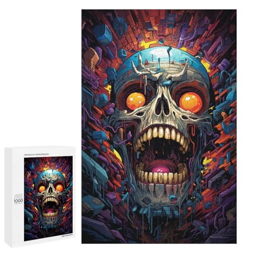 Puzzle 1000 Teile für Erwachsene farbenfroh psychedelisch böser Totenkopf Wanddekoration einzigartige Geburtstags 75 x 50 cm Puzzle 1000 Teile für Erwachsene farbenfroh psychedelisch böser Totenkopf Wanddekoration einzigartige Geburtstags 75 x 50 cm von QSYFNBZL