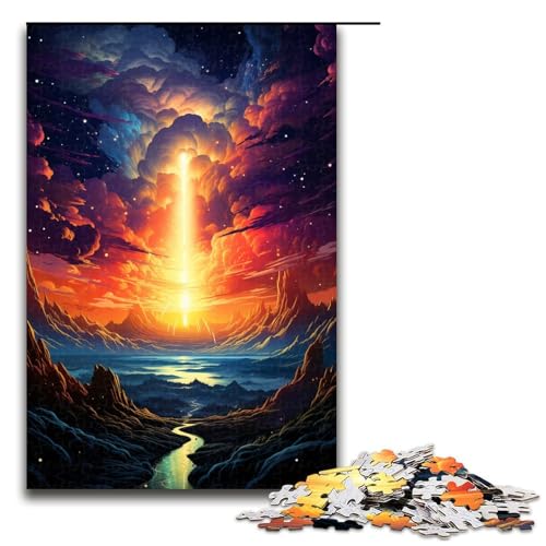 Puzzle 1000 Teile für Erwachsene farbenfrohe psychedelische Landschaftskunst Puzzle Wanddekoration einzigartige Geburtstags 75 x 50 cm von QSYFNBZL