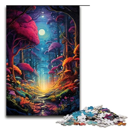 Puzzle 1000 Teile für Erwachsene farbenfroher Psychedelischer Pilzwald Wanddekoration einzigartige Geburtstags 75 x 50 cm von QSYFNBZL