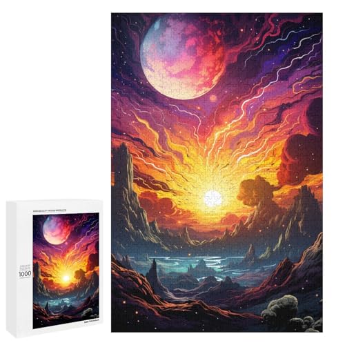 Puzzle 1000 Teile für Erwachsene farbenfrohes psychedelisches Fantasy Weltraum Puzzle Wanddekoration einzigartige Geburtstags 75 x 50 cm von QSYFNBZL