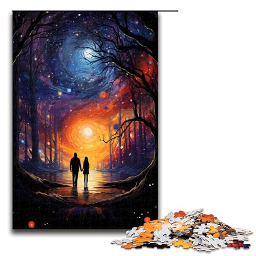 Puzzle 1000 Teile für Erwachsene farbenfrohes psychedelisches Galaxie Paar Wanddekoration einzigartige Geburtstags 75 x 50 cm von QSYFNBZL