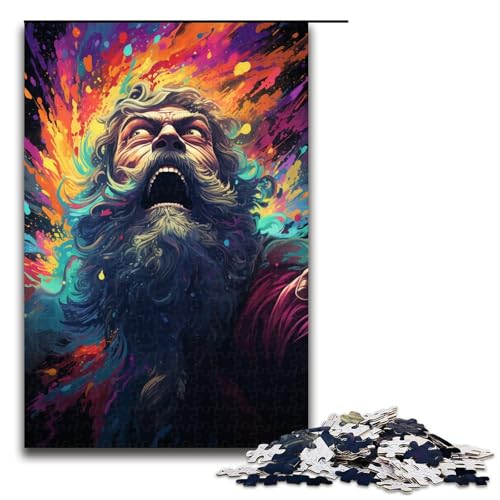 Puzzle 1000 Teile für Erwachsene farbenfrohes psychedelisches Gemälde eines Alten Mannes Wanddekoration einzigartige Geburtstags 75 x 50 cm von QSYFNBZL