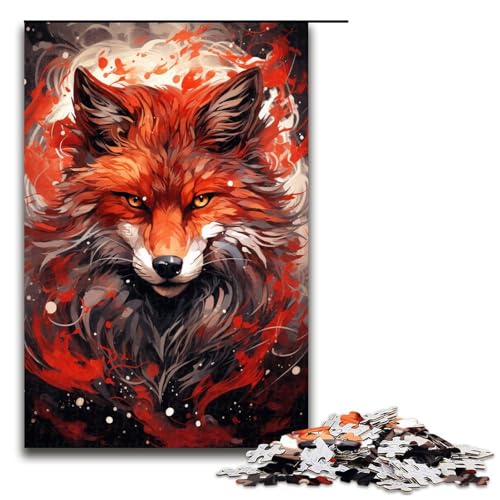 Puzzle 1000 Teile für Erwachsene farbenfrohes psychedelisches Gemälde eines Fuchses Tier Puzzle Wanddekoration einzigartige Geburtstags 75 x 50 cm von QSYFNBZL