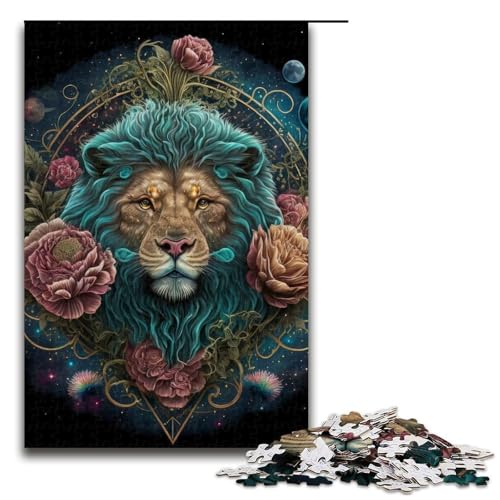Puzzle für Erwachsene 1000 Teile Aqua Mane Floral Lion Puzzle für Erwachsene Holzspiele für die ganze Familie Weihnachts und Geburtstagsgeschenke 75 x 50 cm Puzzle für Erwachsene 1000 Teile Aqua Mane Floral Lion Puzzle für Erwachsene Holzspiele für die ganze Familie Weihnachts und Geburtstagsgeschenke 75 x 50 cm von QSYFNBZL