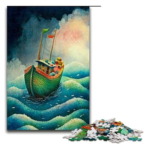 Puzzle für Erwachsene 1000 Teile Aquarellwellen Spielzeug intellektuelles Spiel ganze Familie 75 x 50 cm von QSYFNBZL