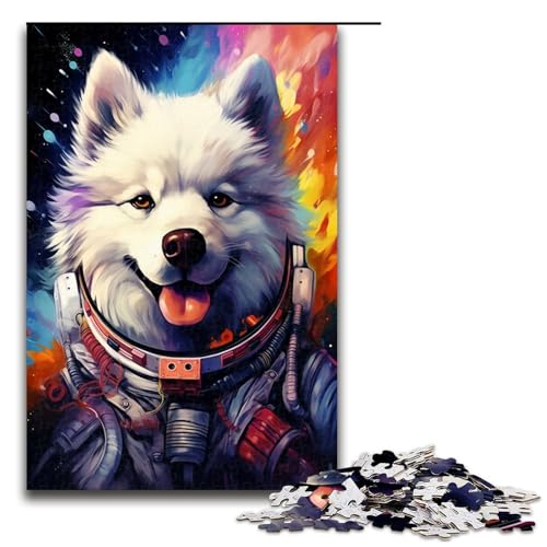 Puzzle für Erwachsene 1000 Teile Astronaut Samoyed von SplattersLots Dickes buntes Puzzle jedes Teil ist einzigartig anspruchsvolles Familienspaßspiel 75 x 50 cm von QSYFNBZL