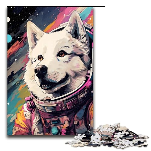 Puzzle für Erwachsene 1000 Teile Astronaut Samoyed von SplattersLots Dickes farbiges Puzzle für Erwachsene Holzspiele für die ganze Familie Weihnachts und Geburtstagsgeschenke 75 x 50 cm von QSYFNBZL