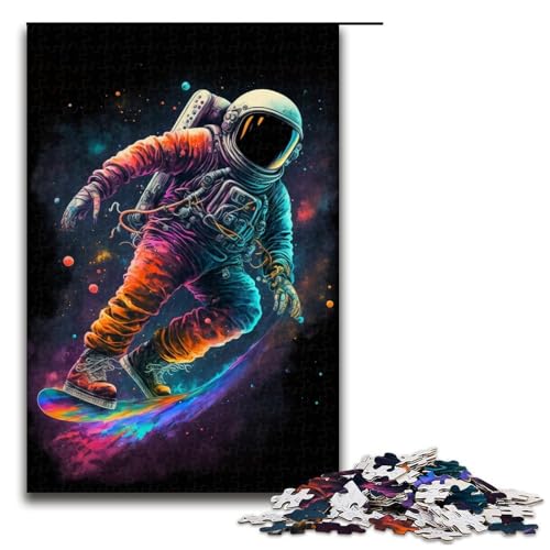 Puzzle für Erwachsene 1000 Teile Astronaut beim Skaten im Weltraum Geburtstagsgeschenk für Teenager ab 14 Jahren 75 x 50 cm von QSYFNBZL