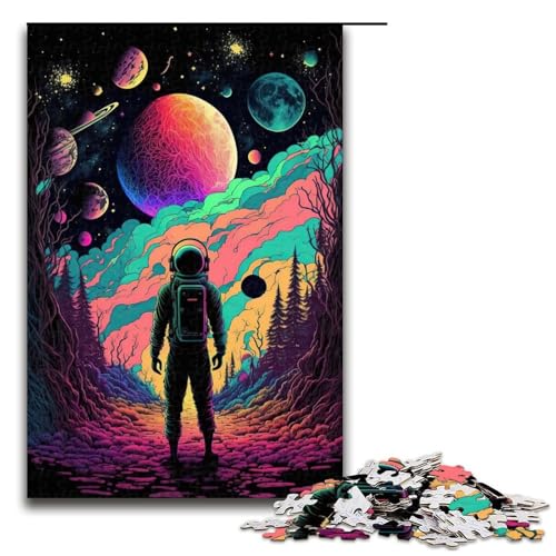 Puzzle für Erwachsene 1000 Teile Astronaut im Weltraum Puzzle für Erwachsene Holzspiele für die ganze Familie Weihnachts und Geburtstagsgeschenke 75 x 50 cm von QSYFNBZL