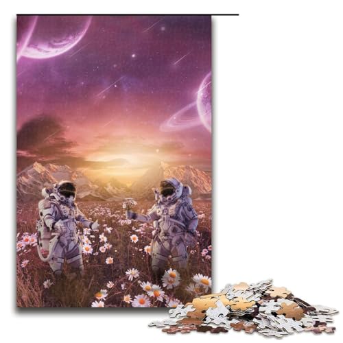 Puzzle für Erwachsene 1000 Teile Astronaut in den Blumen Puzzlespiel Spielzeug lustig 75 x 50 cm von QSYFNBZL