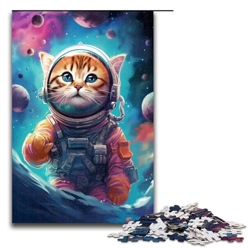 Puzzle für Erwachsene 1000 Teile Astronauten Baby Katze Puzzle für Kinder Holzpuzzle dekomprimierendes intellektuelles Lernspielzeug 75 x 50 cm von QSYFNBZL