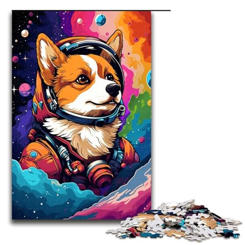 Puzzle für Erwachsene 1000 Teile Astronauten Corgi Babyspielzeug intellektuelles Spiel ganze Familie 75 x 50 cm von QSYFNBZL