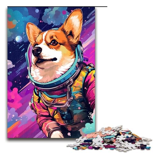 Puzzle für Erwachsene 1000 Teile Astronauten Corgi Babyspielzeug intellektuelles Spiel ganze Familie 75 x 50 cm von QSYFNBZL