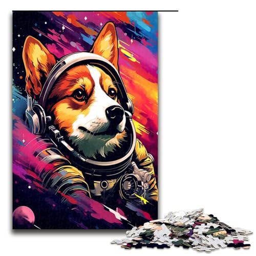 Puzzle für Erwachsene 1000 Teile Astronauten Corgi Babyspielzeug intellektuelles Spiel ganze Familie 75 x 50 cm von QSYFNBZL