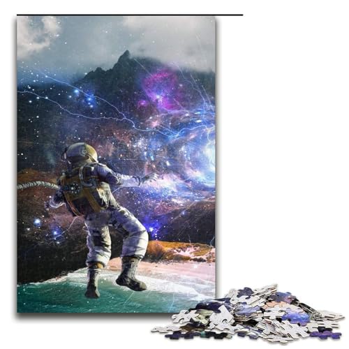 Puzzle für Erwachsene 1000 Teile Astronauten Holzpuzzle Lernspielzeug Familienspiele 75 x 50 cm von QSYFNBZL