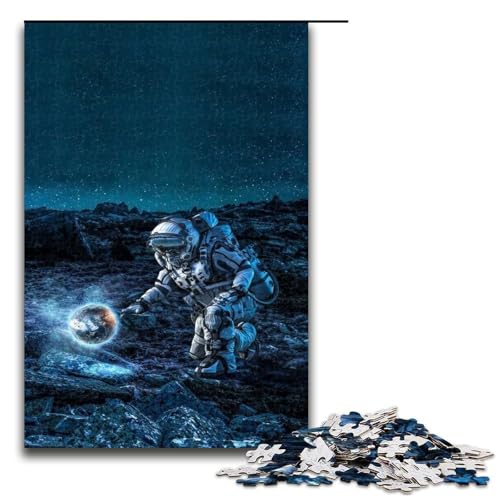 Puzzle für Erwachsene 1000 Teile Astronauten Holzpuzzle Lernspielzeug Familienspiele 75 x 50 cm von QSYFNBZL