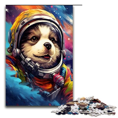 Puzzle für Erwachsene 1000 Teile Astronauten Husky Baby Kunstwerk Geburtstagsgeschenk Wandkunst 75 x 50 cm von QSYFNBZL