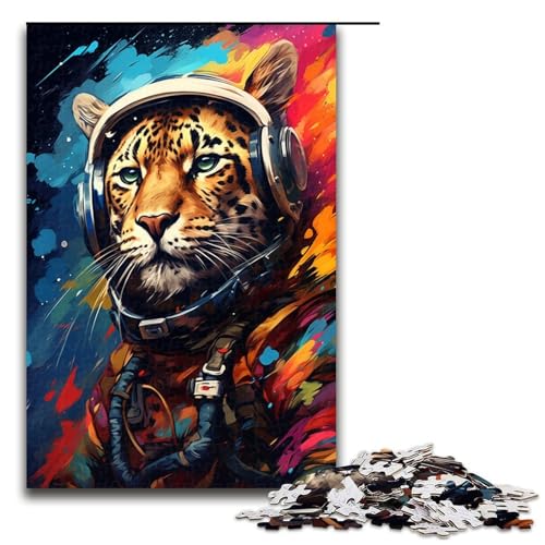 Puzzle für Erwachsene 1000 Teile Astronauten Leopard von SplattersLots Dickes buntes Spielzeug Denkspiel ganze Familie 75 x 50 cm von QSYFNBZL
