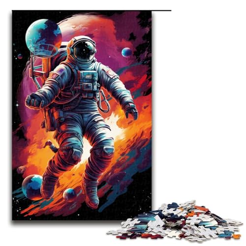 Puzzle für Erwachsene 1000 Teile Astronauten Spielen im farbenfrohen Weltraum DIY Puzzle Spielzeug tolle Geschenke zu Weihnachten für Teenager ab 14 Jahren 75 x 50 cm von QSYFNBZL
