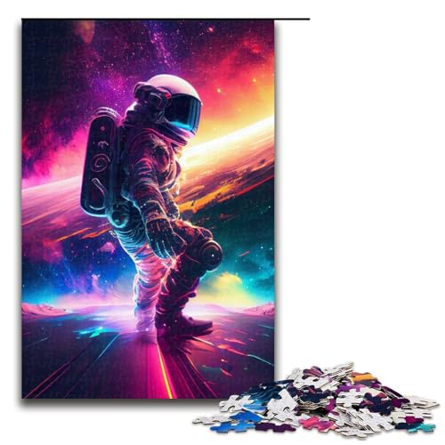 Puzzle für Erwachsene 1000 Teile Astronauten Surfen im Weltraum Puzzlespiel Spielzeug lustig 75 x 50 cm von QSYFNBZL