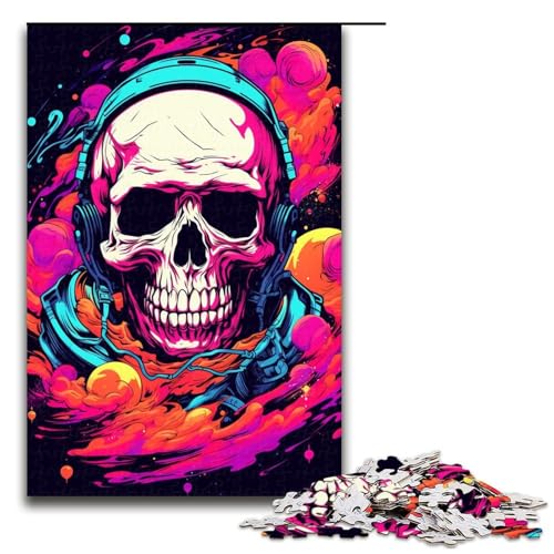 Puzzle für Erwachsene 1000 Teile Astronautenschädel von SplattersLots Dickes farbiges Puzzle für Lernspiele Herausforderungsspielzeug einzigartige Heimdekoration und Geschenke 75 x 50 cm von QSYFNBZL