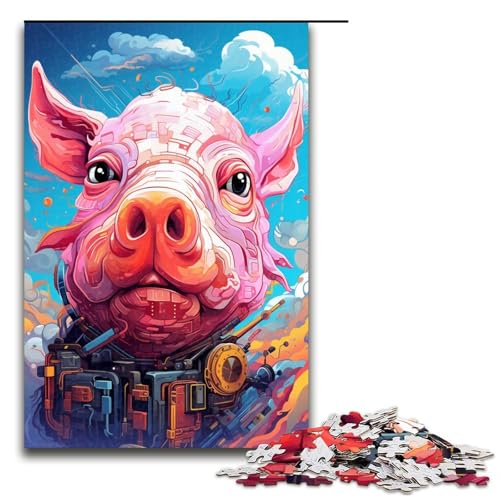 Puzzle für Erwachsene 1000 Teile Baby Roboterschwein von SplattersLots Dickes farbiges Puzzle für Erwachsene Holzspiele für die ganze Familie Weihnachts und Geburtstagsgeschenke 75 x 50 cm von QSYFNBZL