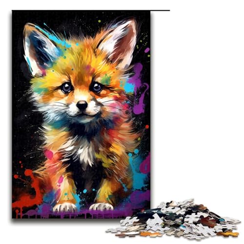 Puzzle für Erwachsene 1000 Teile Babyfuchs ist von Spritzern umgeben viele Bunte Puzzles für die ganze Familie tolles Geschenk für Teenager ab 14 Jahren 75 x 50 cm von QSYFNBZL