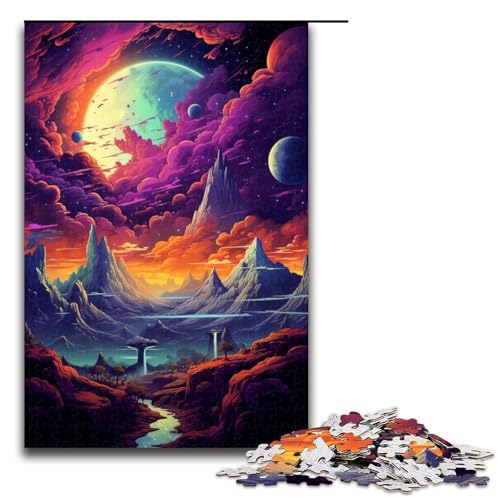 Puzzle für Erwachsene 1000 Teile Berglandschaft Spielzeug intellektuelles Spiel ganze Familie 75 x 50 cm von QSYFNBZL