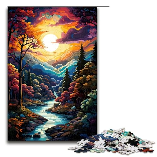 Puzzle für Erwachsene 1000 Teile Bezauberndes farbenfrohes Landschaftspuzzle für Erwachsene Holzspiele für die ganze Familie Weihnachtsund Geburtstagsgeschenke 75 x 50 cm von QSYFNBZL