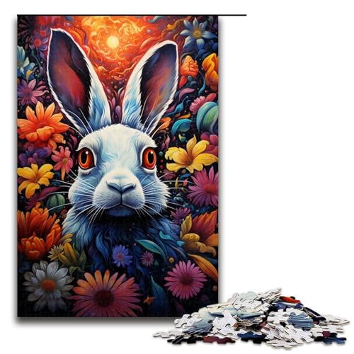 Puzzle für Erwachsene 1000 Teile Blumenhase Kunstwerk Geburtstagsgeschenk Wandkunst 75 x 50 cm von QSYFNBZL