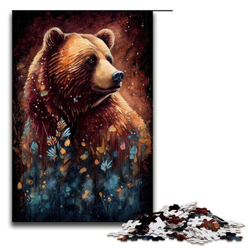 Puzzle für Erwachsene 1000 Teile Braunbär Tuschemalerei Puzzlespiel Spielzeug lustig 75 x 50 cm von QSYFNBZL
