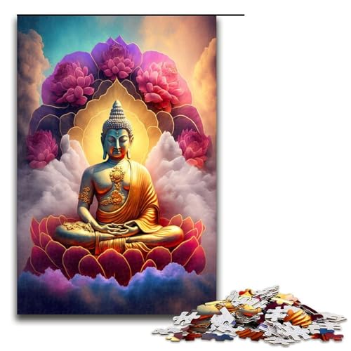 Puzzle für Erwachsene 1000 Teile Buddha Holzpuzzle Lernspielzeug Familienspiele 75 x 50 cm von QSYFNBZL